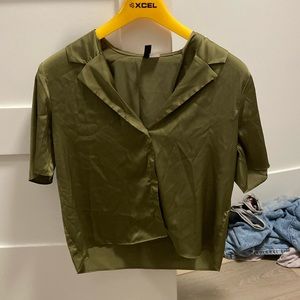 Silk buttoned crop top